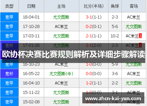 欧协杯决赛比赛规则解析及详细步骤解读